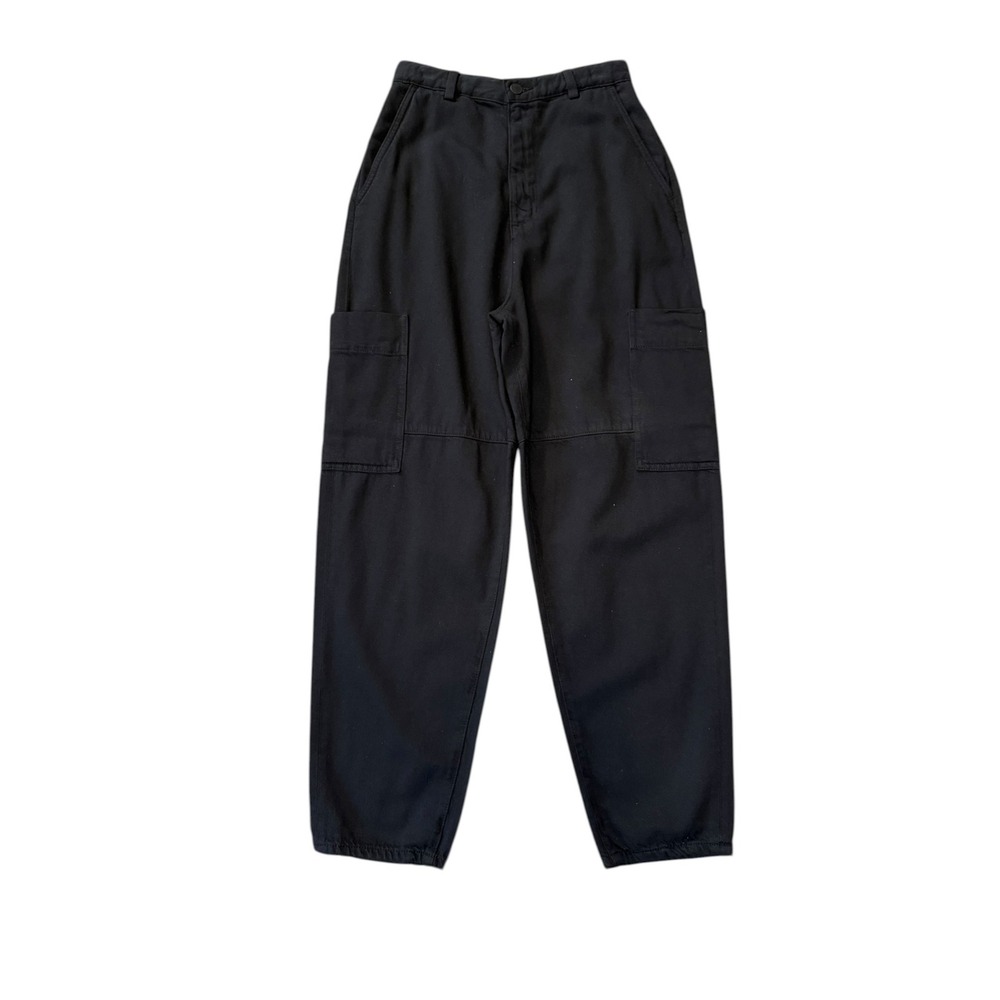 AG Adriano Goldschmied Womens Black Silk Blend Cargo Tapered Pants Size 4 26 NEW